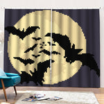 8-Bit Pixel Halloween Bat Print Pencil Pleat Curtains