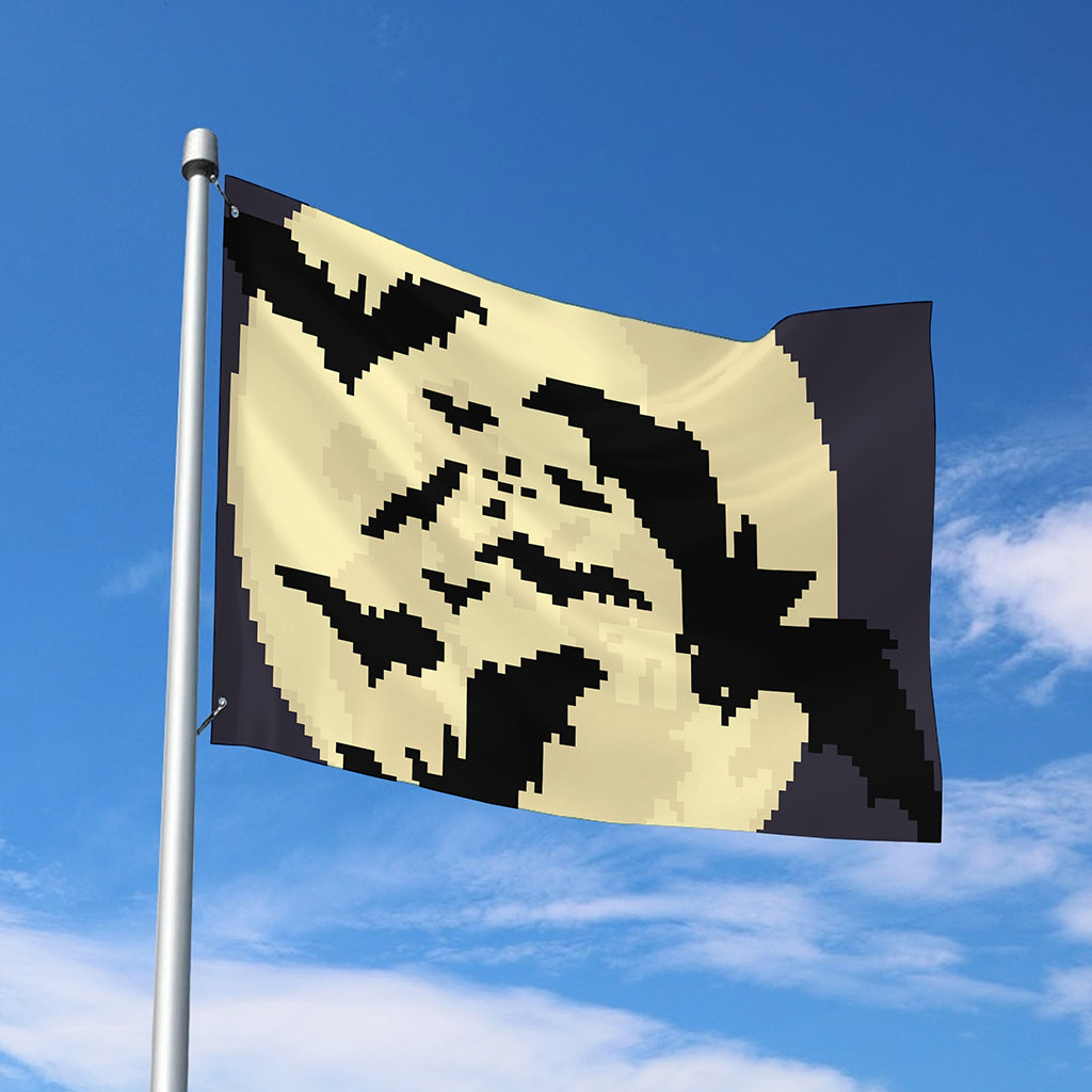 8-Bit Pixel Halloween Bat Print Polyester Flag