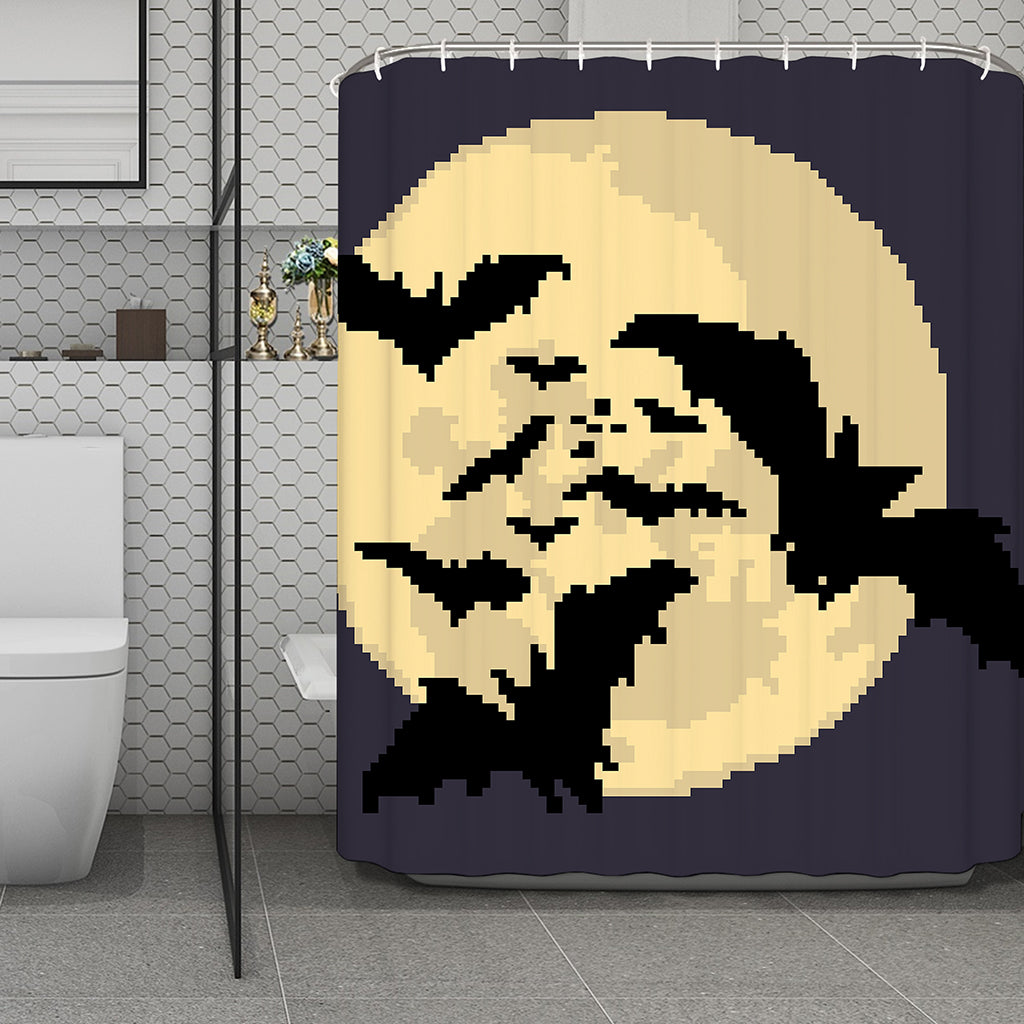 8-Bit Pixel Halloween Bat Print Polyester Shower Curtain