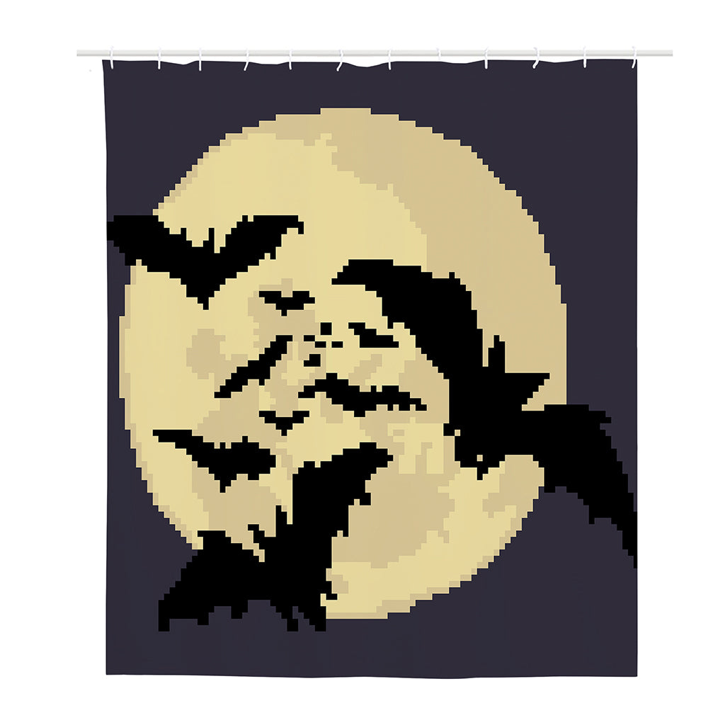 8-Bit Pixel Halloween Bat Print Polyester Shower Curtain