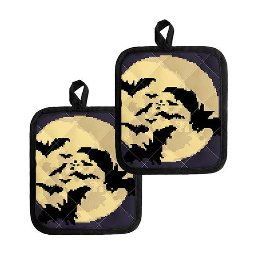 8-Bit Pixel Halloween Bat Print Pot Holders