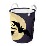 8-Bit Pixel Halloween Bat Print Round Laundry Basket