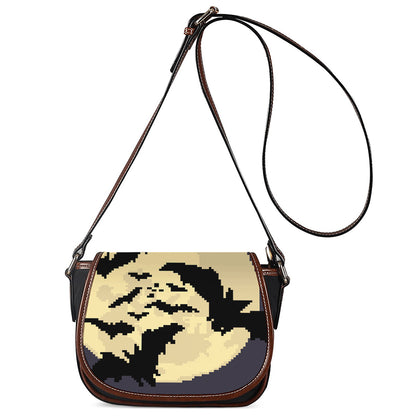 8-Bit Pixel Halloween Bat Print Saddle Bag