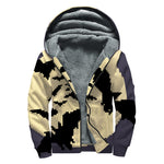 8-Bit Pixel Halloween Bat Print Sherpa Lined Zip Up Hoodie
