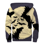8-Bit Pixel Halloween Bat Print Sherpa Lined Zip Up Hoodie