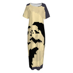 8-Bit Pixel Halloween Bat Print Short Sleeve Long Nightdress