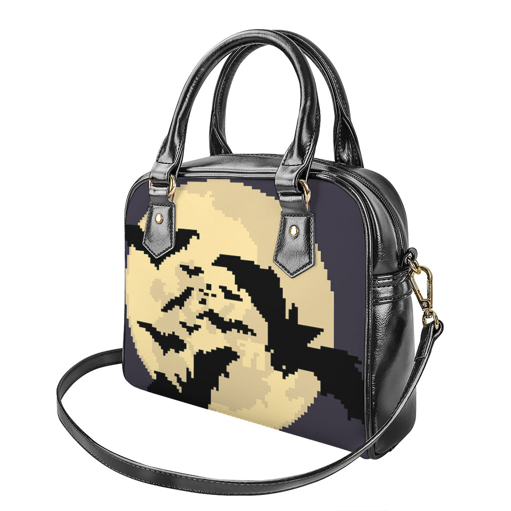 8-Bit Pixel Halloween Bat Print Shoulder Handbag