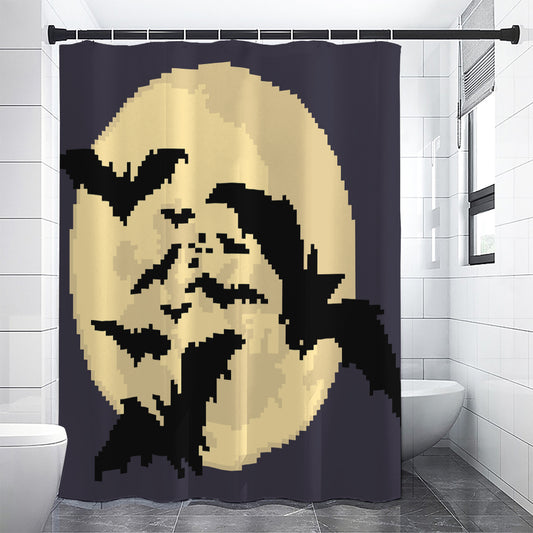 8-Bit Pixel Halloween Bat Print Shower Curtain