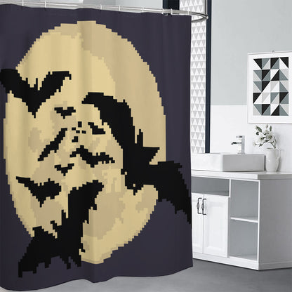 8-Bit Pixel Halloween Bat Print Shower Curtain