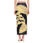8-Bit Pixel Halloween Bat Print Side Slit Maxi Skirt