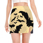 8-Bit Pixel Halloween Bat Print Side Slit Mini Skirt