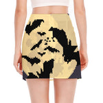 8-Bit Pixel Halloween Bat Print Side Slit Mini Skirt