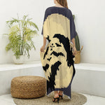 8-Bit Pixel Halloween Bat Print Silk V-Neck Kaftan Dress