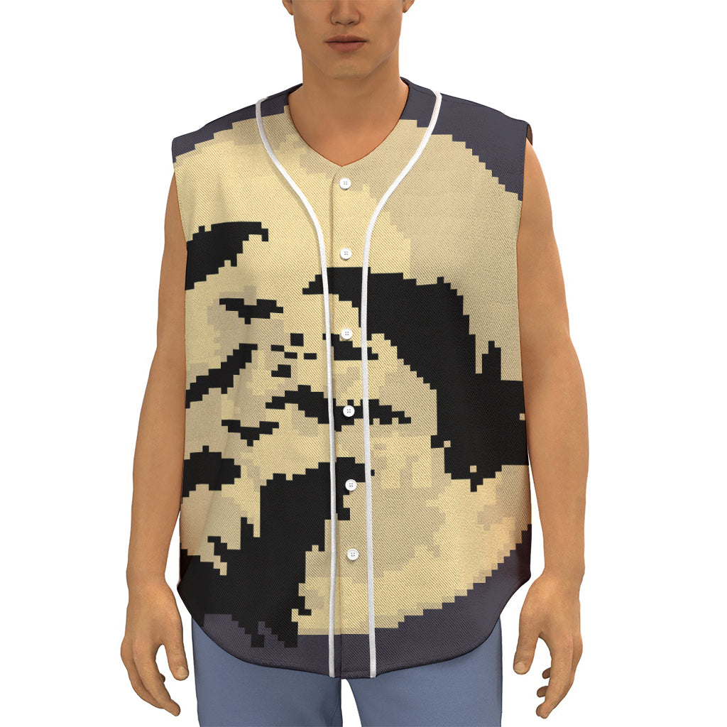 8-Bit Pixel Halloween Bat Print Sleeveless Baseball Jersey