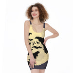 8-Bit Pixel Halloween Bat Print Sleeveless Bodycon Dress