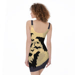 8-Bit Pixel Halloween Bat Print Sleeveless Bodycon Dress