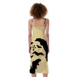 8-Bit Pixel Halloween Bat Print Slim Fit Midi Cami Dress