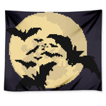 8-Bit Pixel Halloween Bat Print Tapestry