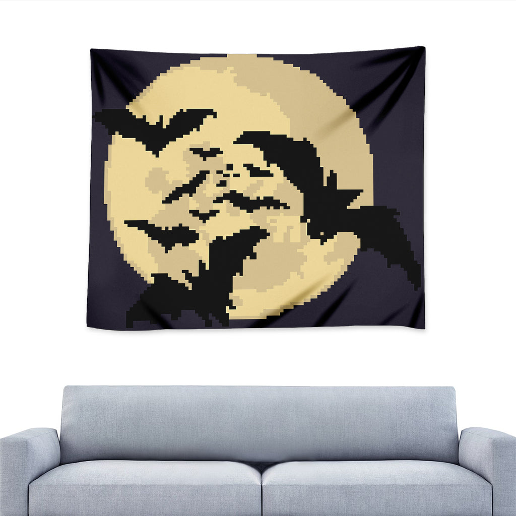 8-Bit Pixel Halloween Bat Print Tapestry