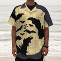 8-Bit Pixel Halloween Bat Print Textured Short Sleeve Shirt