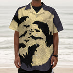 8-Bit Pixel Halloween Bat Print Textured Short Sleeve Shirt