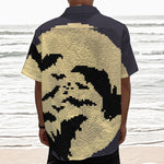 8-Bit Pixel Halloween Bat Print Textured Short Sleeve Shirt