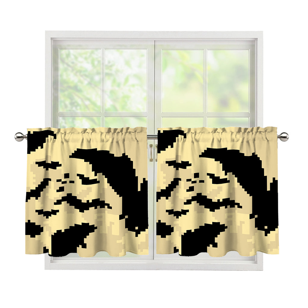 8-Bit Pixel Halloween Bat Print Tier Curtains