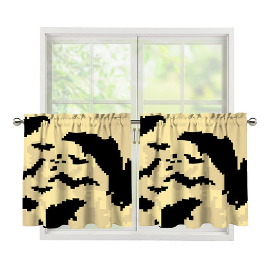 8-Bit Pixel Halloween Bat Print Tier Curtains