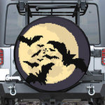 8-Bit Pixel Halloween Bat Print Tire Cover
