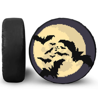 8-Bit Pixel Halloween Bat Print Tire Cover