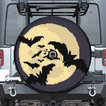 8-Bit Pixel Halloween Bat Print Tire Cover With Camera Hole