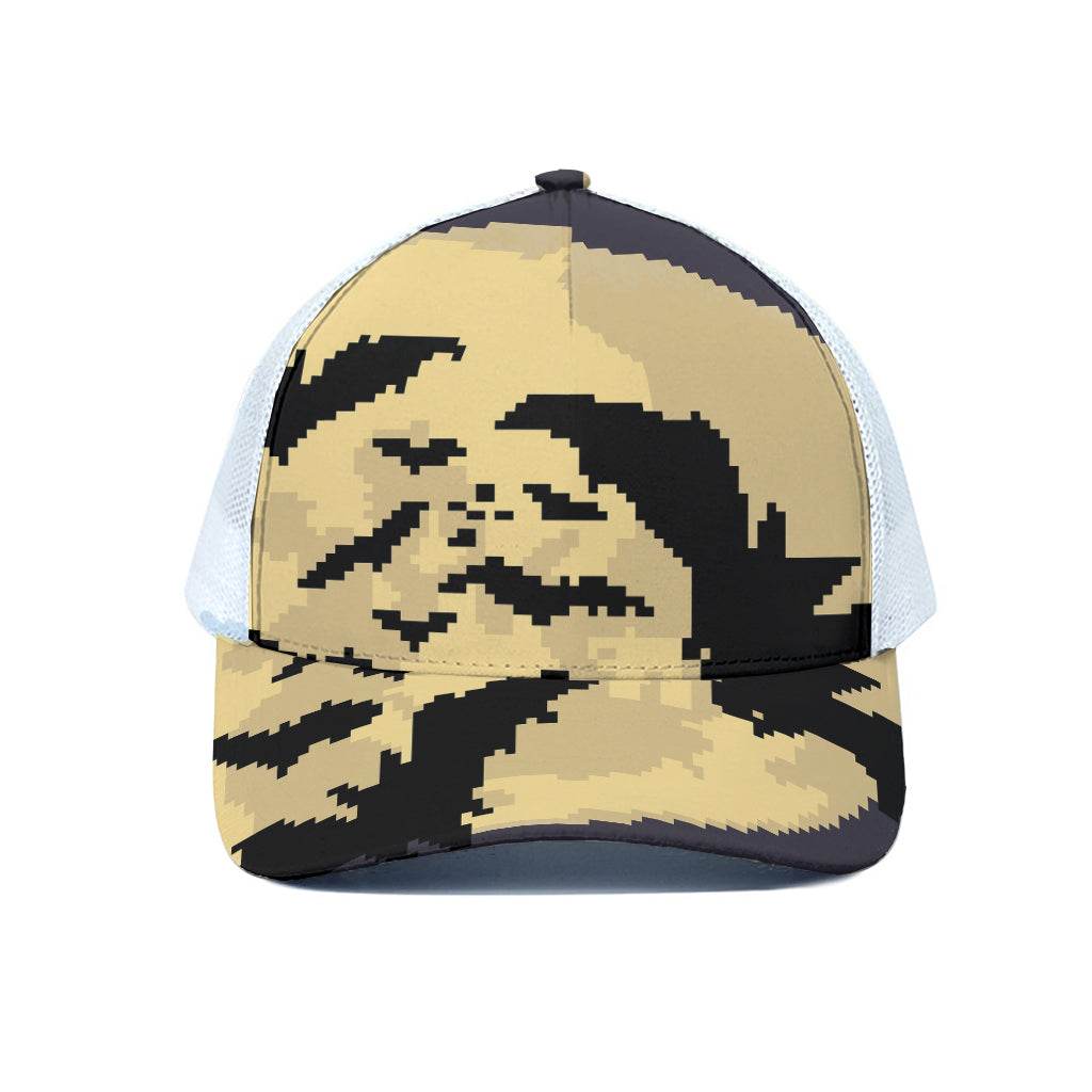 8-Bit Pixel Halloween Bat Print White Mesh Trucker Cap
