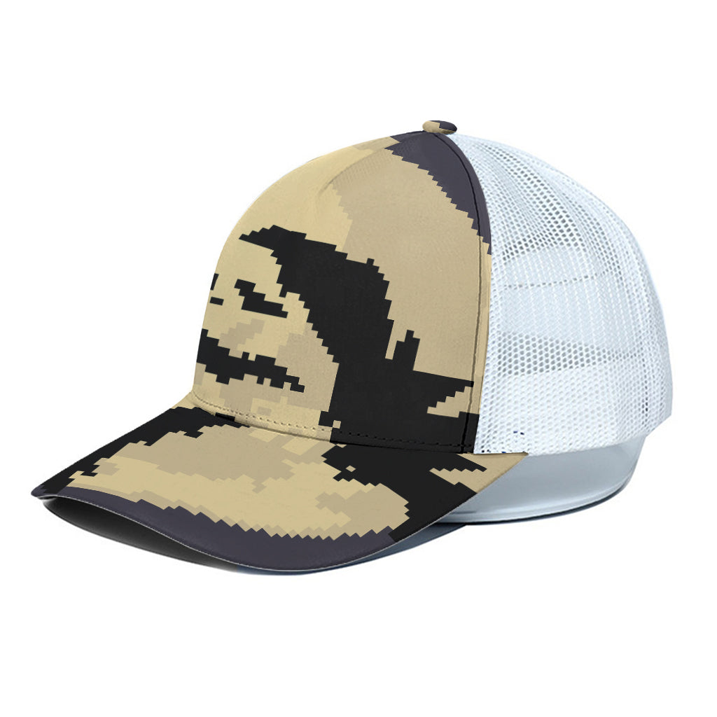 8-Bit Pixel Halloween Bat Print White Mesh Trucker Cap