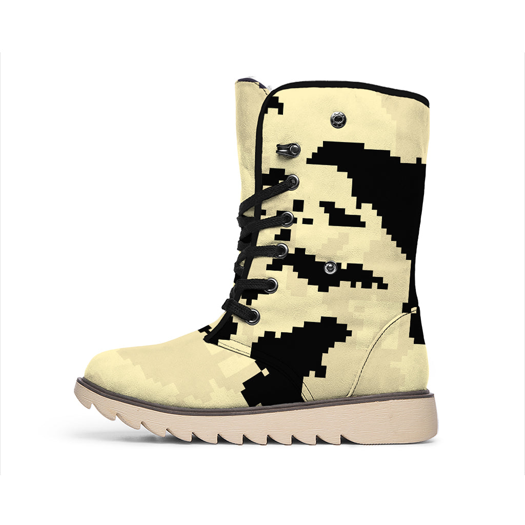 8-Bit Pixel Halloween Bat Print Winter Boots