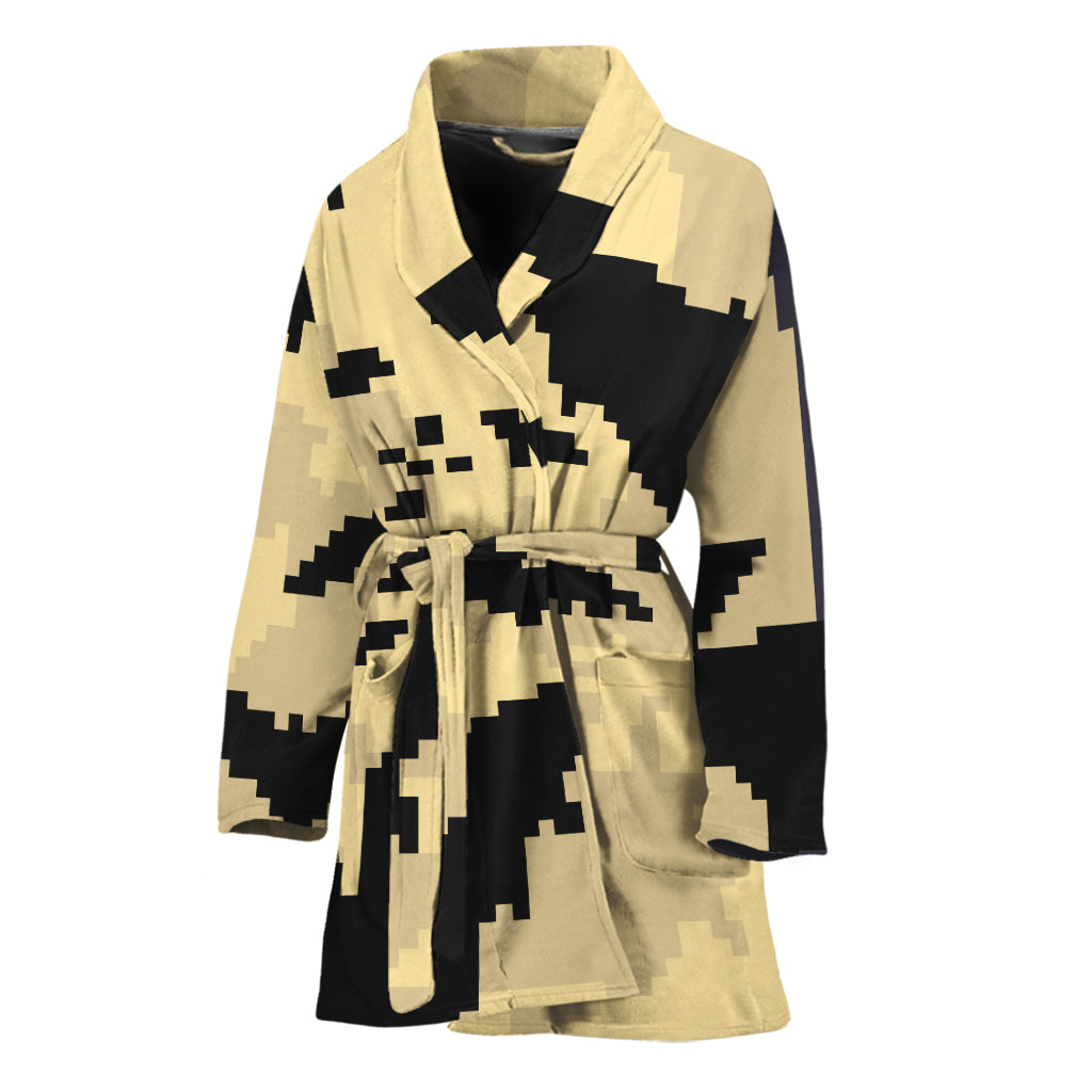 8-Bit Pixel Halloween Bat Print Women's Bathrobe