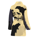 8-Bit Pixel Halloween Bat Print Women's Bathrobe