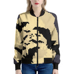 8-Bit Pixel Halloween Bat Print Women's Bomber Jacket