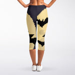 8-Bit Pixel Halloween Bat Print Women's Capri Leggings