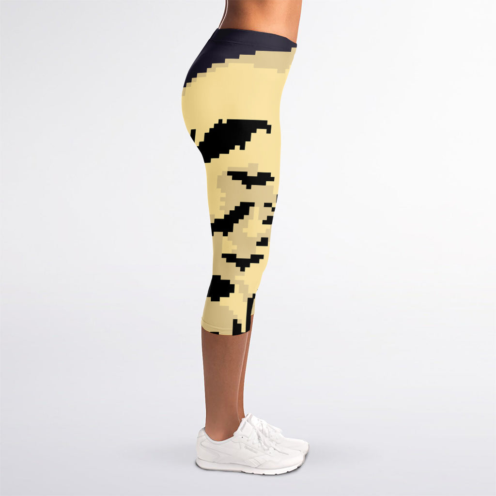 8-Bit Pixel Halloween Bat Print Women's Capri Leggings