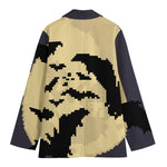 8-Bit Pixel Halloween Bat Print Women's Cotton Blazer