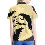 8-Bit Pixel Halloween Bat Print Women's Polo Shirt