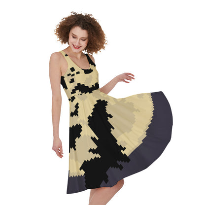 8-Bit Pixel Halloween Bat Print Women's Sleeveless Dress