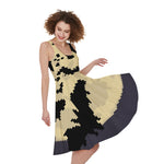 8-Bit Pixel Halloween Bat Print Women's Sleeveless Dress