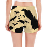 8-Bit Pixel Halloween Bat Print Women's Split Running Shorts