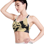 8-Bit Pixel Halloween Bat Print Women's Sports Bra