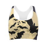 8-Bit Pixel Halloween Bat Print Women's Sports Bra