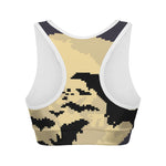 8-Bit Pixel Halloween Bat Print Women's Sports Bra