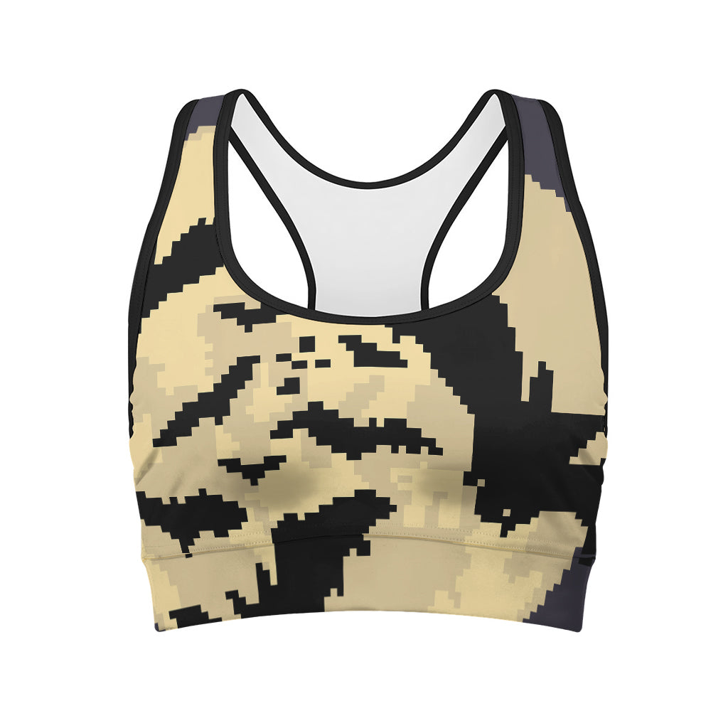 8-Bit Pixel Halloween Bat Print Women's Sports Bra