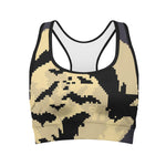 8-Bit Pixel Halloween Bat Print Women's Sports Bra