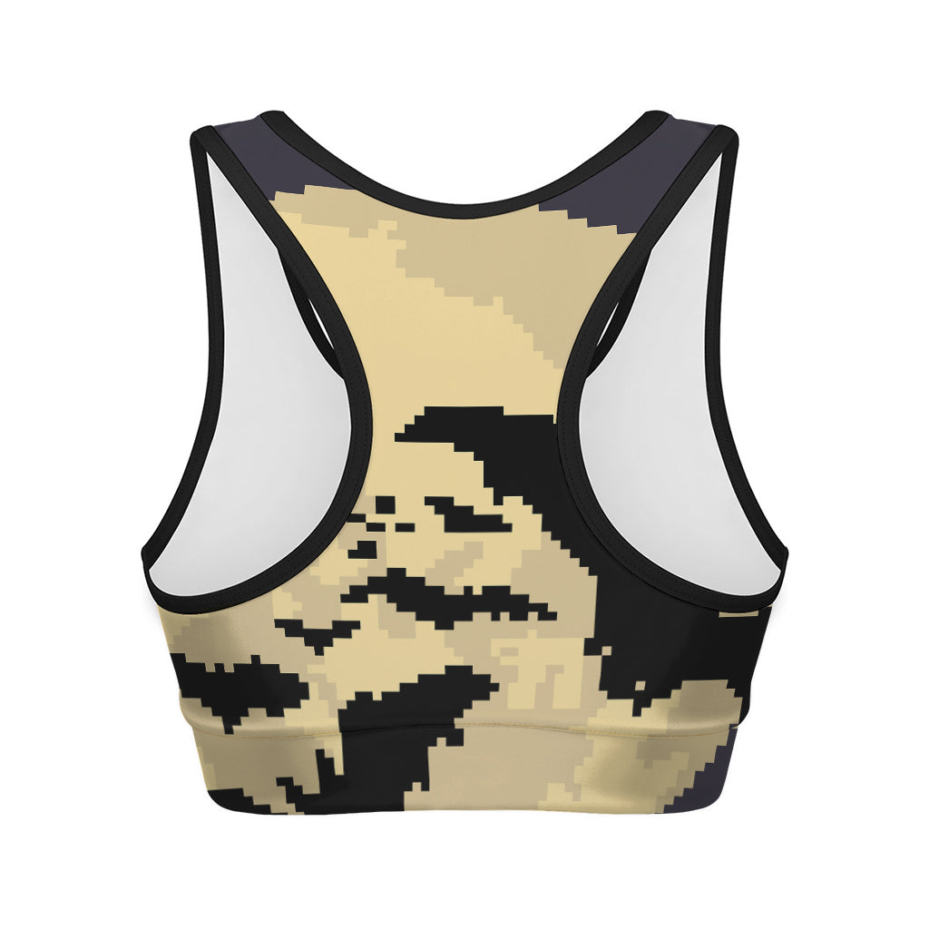 8-Bit Pixel Halloween Bat Print Women's Sports Bra